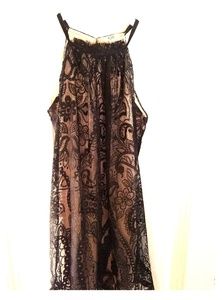 A- line Halter Dress with Lace overlay